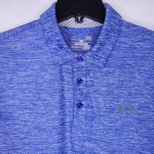 Under Armour Polo Shirt Mens Large Blue Space Dye Performance HeatGear Loose